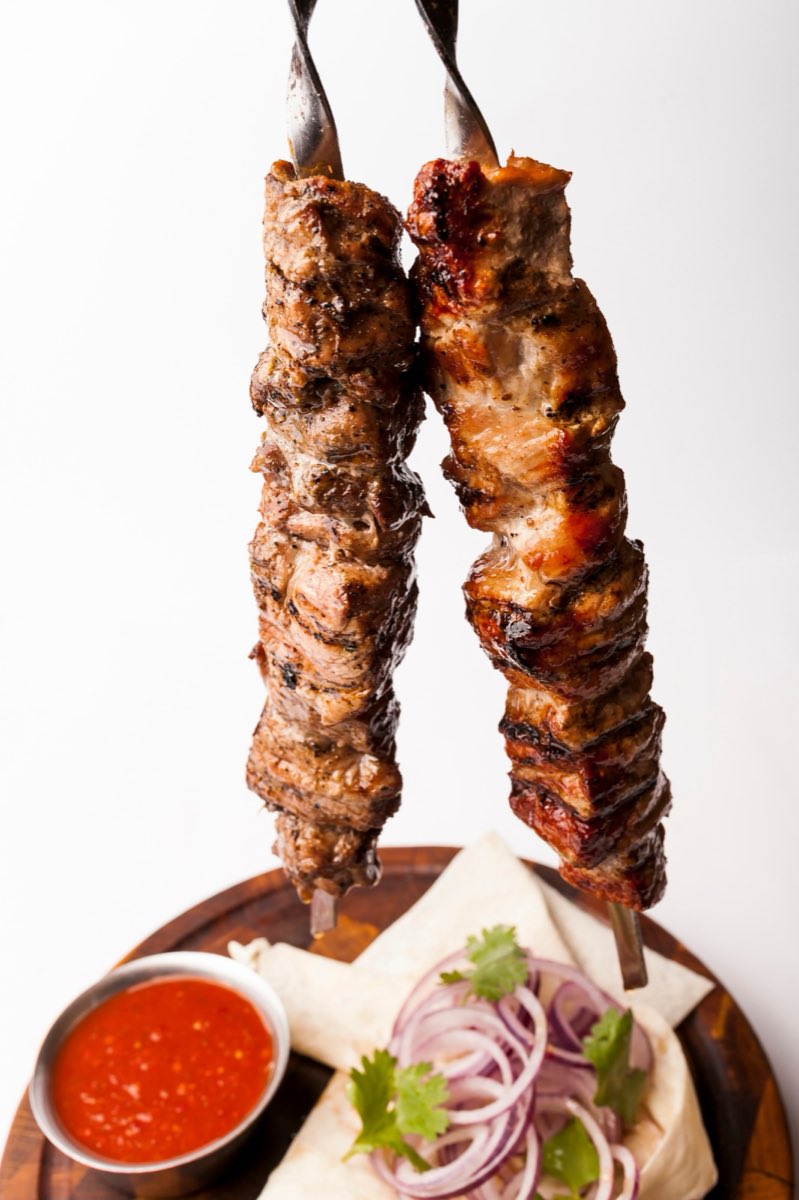 Lamb and chicken shish skewers